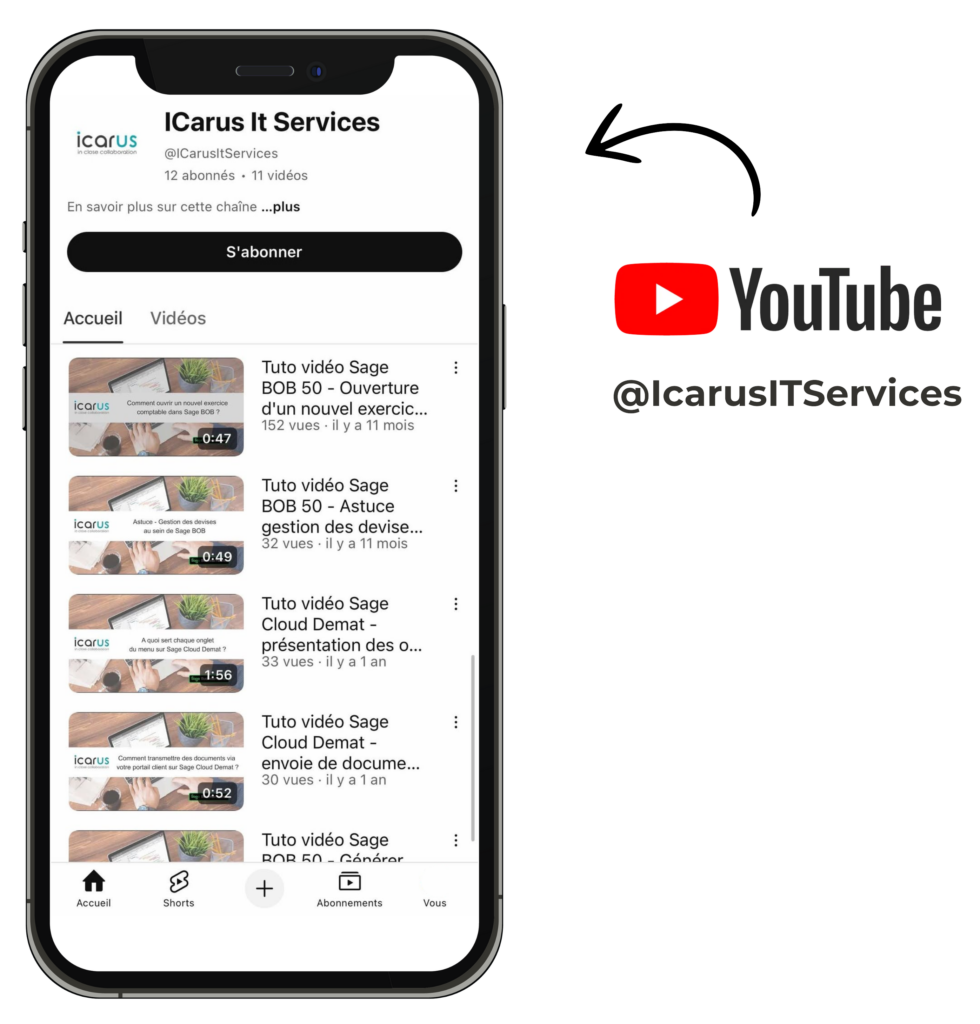 Tuto vidéo Youtube logiciel Sage BOB 50 et Sage Cloud Demat - Icarus IT Services Luxembourg